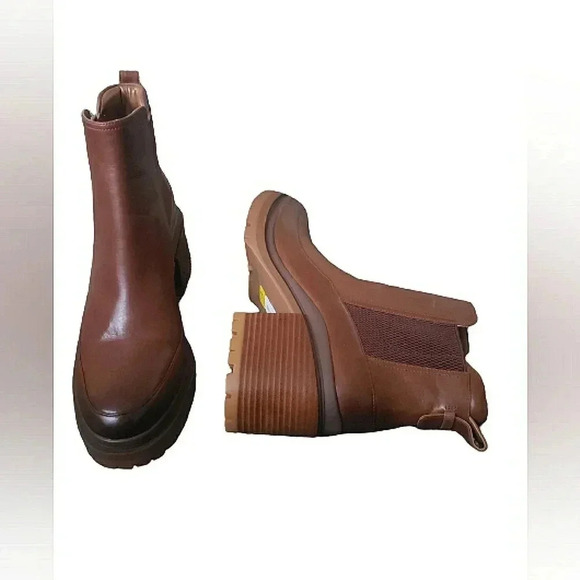 Lugsole 10 Retro Preppy Biker Chelsea Waterproof Burnished Leather Ankle Boot - Picture 2 of 8